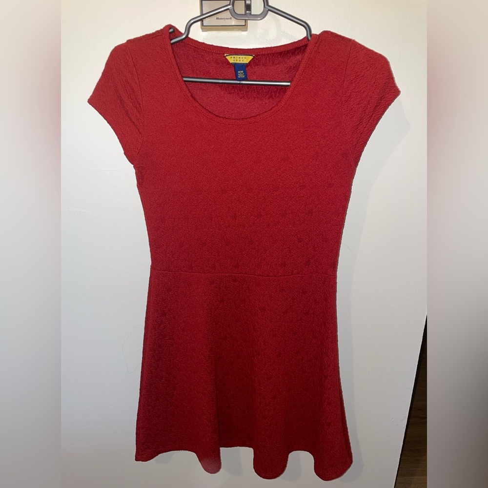 Prince & Fox Textured Crew Neck Cap Sleeve Fit Flare Skater Dress